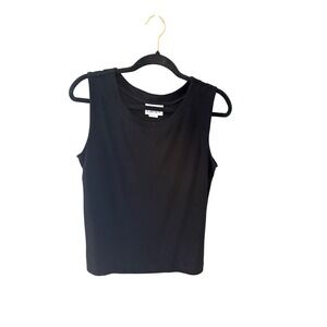 Graff Womens Black Sleeveless Crew Neck Knit Tank Top Shell Size M Acetate Blend